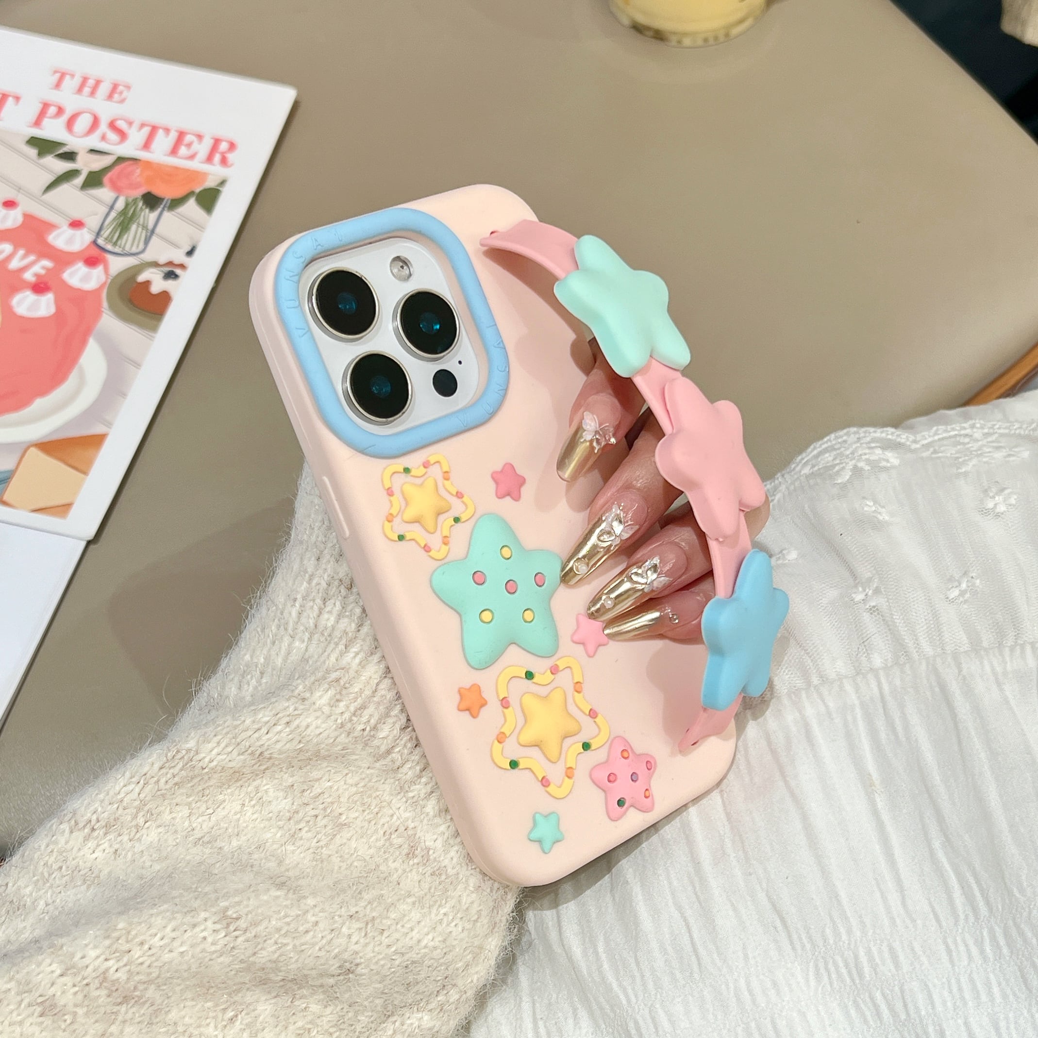 バンド付き iPhone 17 16 15 14 13 ケース シリコン かわいい スターズ