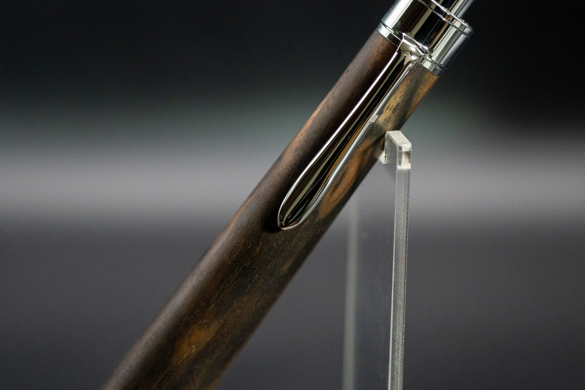 【魅惑の黒い紋様】 黒柿 孔雀杢 silver MP