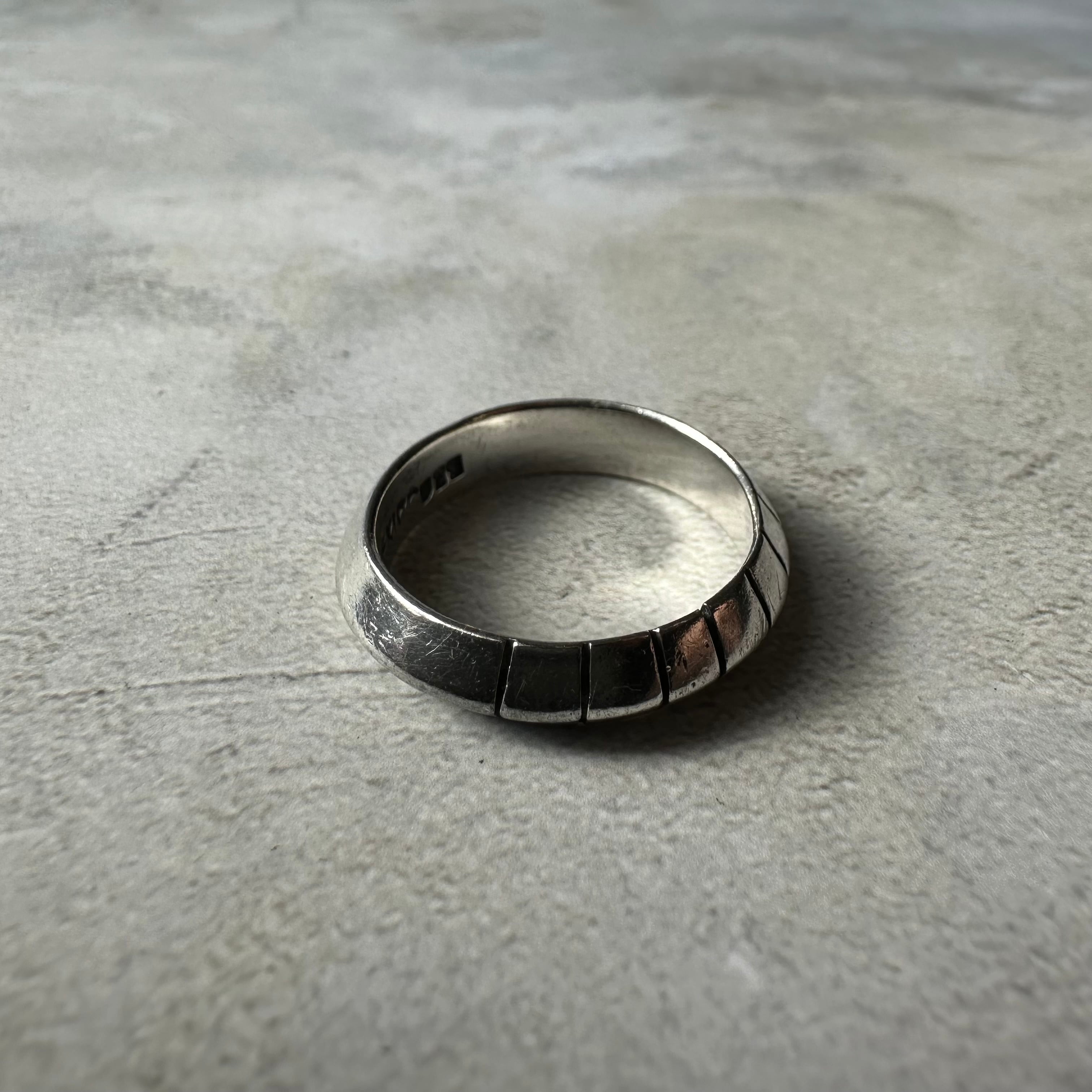Vintage Striped Band Ring Silver925 Size21 Made in Mexico
