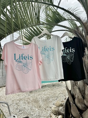 LIFE isオリジナル ハイビスカス ドルマンTシャツ ¥5,990×tax
