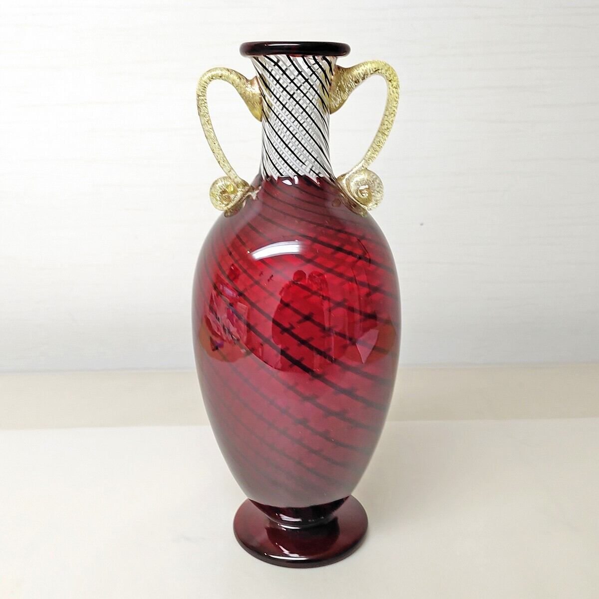 ガラス花瓶・壺型花器・双耳壺・フラワーベース・No.221229-25・梱包 