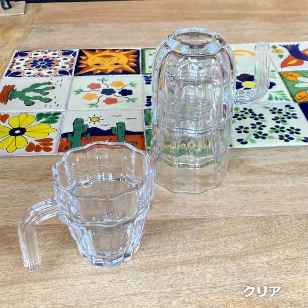 サボテングラスセット　全２色　グリーン　クリア　キッチン　食器　グラス　コップ　グラスセット　ギフト