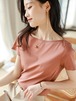 Tシャツ 気質 鎖骨 半袖 夏の新 着痩せ トップス レディース 韓国ファッション