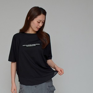 【異素材で魅せる抜け感】  シルケット綿・シフォンヘムTシャツ ‐ LEO-2621 ブラック ‐