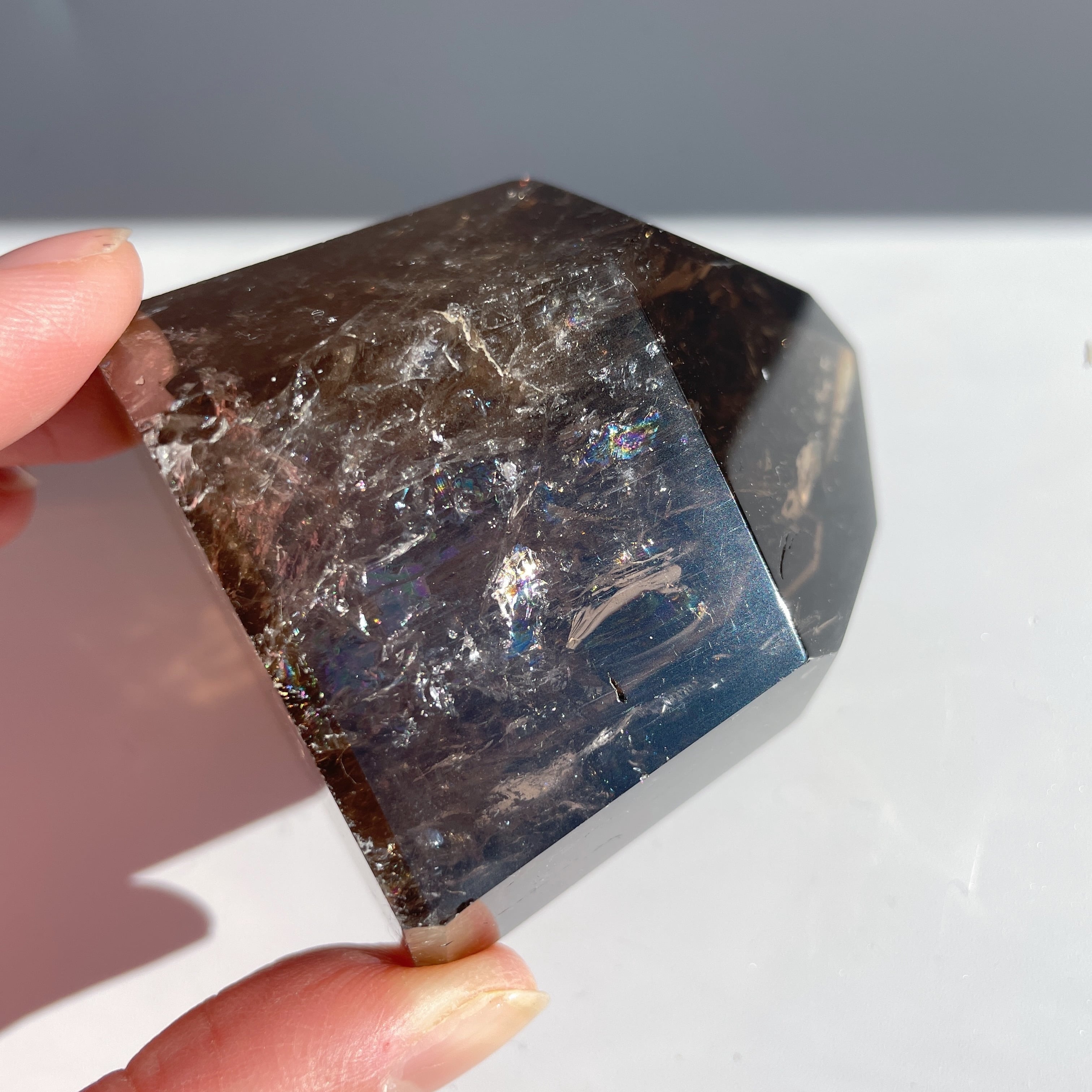 虹入り◎スモーキークォーツ タワー18◇Smoky quartz Tower◇天然石