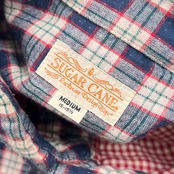 90s SUGAR CANE シュガーケーン チェック ハーフボタン BD ボタンダウン 長袖シャツ M/ブルー系 メンズ ビンテージ