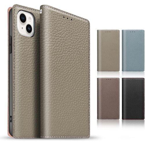 TENSIK iPhone15 ケース 手帳型 アイフォン15 ケース 高級牛本革 いPhone15 スマホケース マグネット式 携帯カバー 財布型レザー 手帳型カバー本革 スタンド機能 ストラップ付き カードポケッ トギフトボックス付き グレー×ピンク 2498