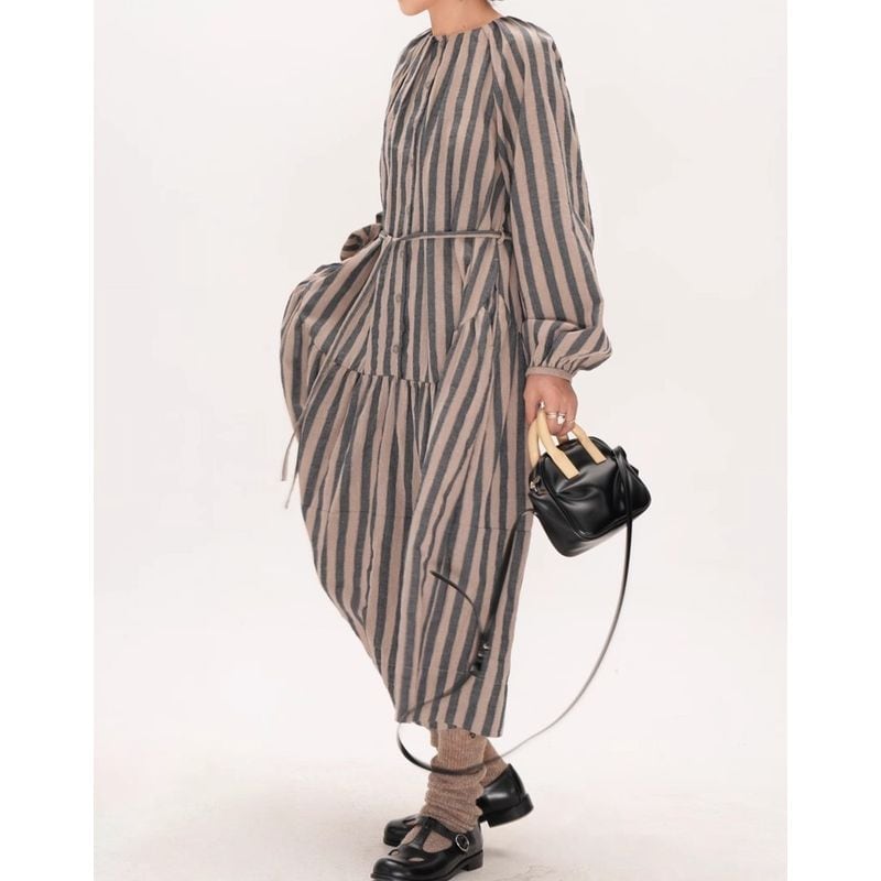 ウエストリボンストライプシャツワンピース 202187 | coto.meki