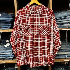 1970'S RED CHECK RAYON SHIRT