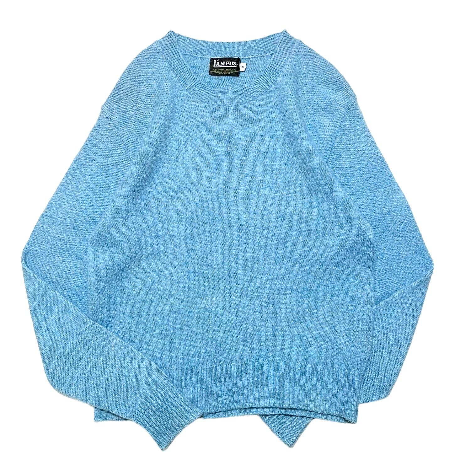 【Vintage】ヴィンテージ クルーネックニットセーター MADE IN USA アメリカ製 ライトブルー