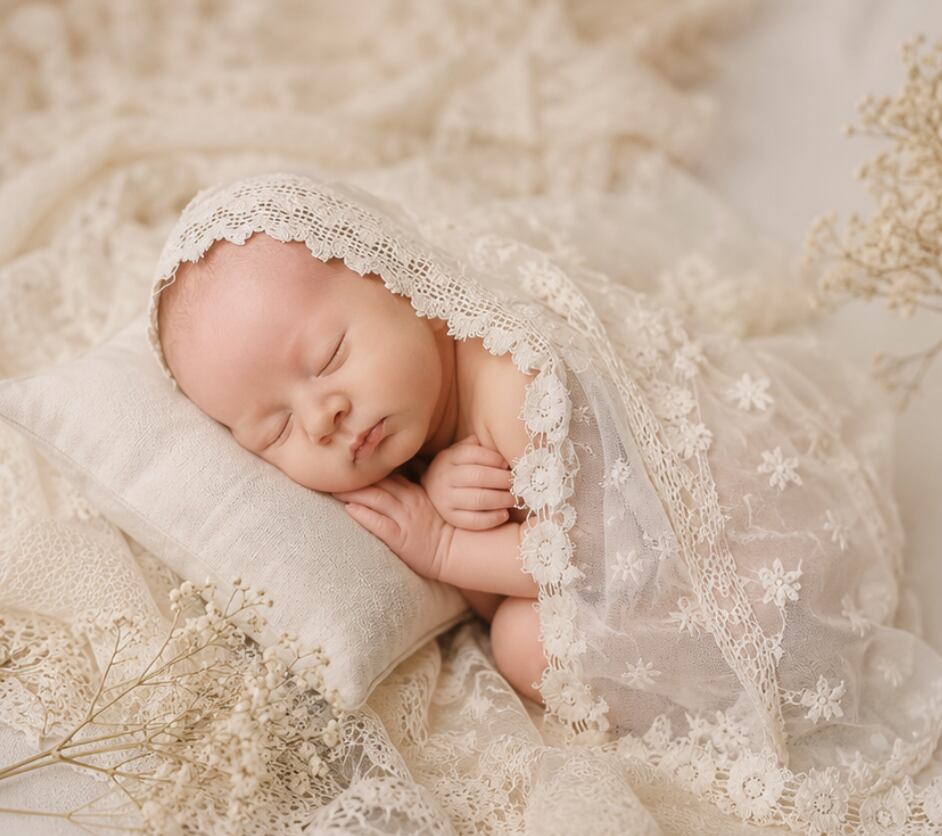 10.Etoile Lace Wrap|アイボリー刺繍レース おくるみ