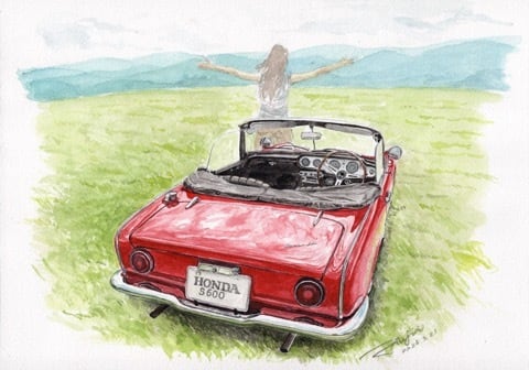 高画質水彩イラストデータ(MAZDA RX-7) | PETROLHEAD STUDIO