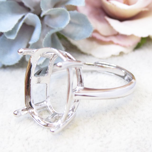 16×12㎜ シンプル 4爪 S925 リング台 SV