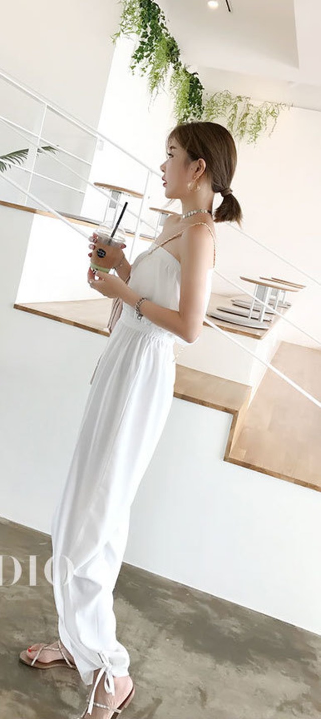 ベアトップ オールインワン リゾートコーデ レディース q 海水浴 足長効果 体型カバー 楽ちん 0187 Sayurio レディースアパレル ファッション プチプラ アラサー アラフォー