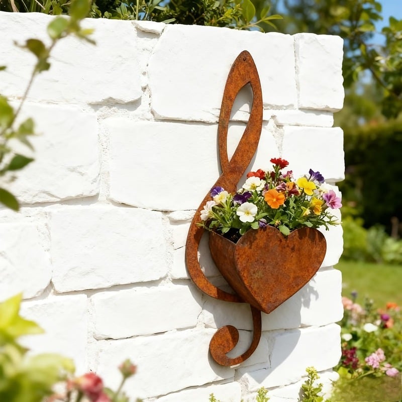 プランター 壁掛け ハート 音符 ヴィンテージ感 おしゃれ かわいい インテリア 北欧 レトロ調 アンティーク調 鉢 植木鉢 ガーデン ウォール フラワー ラック ガーデニング 室内 屋外 装飾