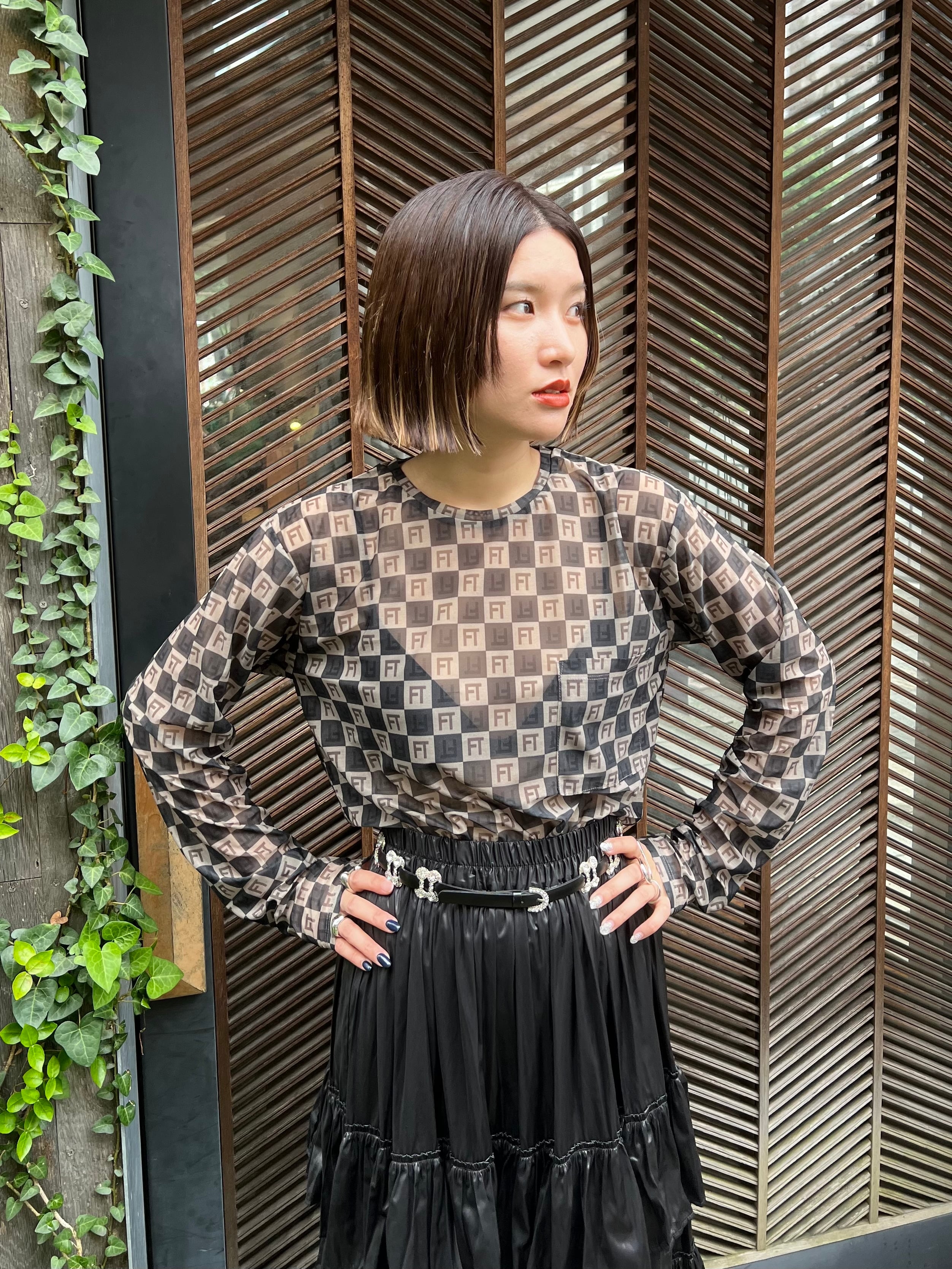 フミエタナカ ｓｈｅｅｒ ｐｒｉｎｔ ｌｏｎｇ Ｔ-