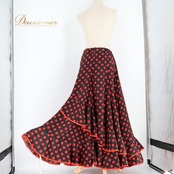 フラメンコ 衣装 ファルダ スカート 黒 赤 水玉 ドット フリル ポップ prima boutique プリマブティック ブラック系 レッド系 大人用 舞台衣装 ダンス衣装 おしゃれ レディース
