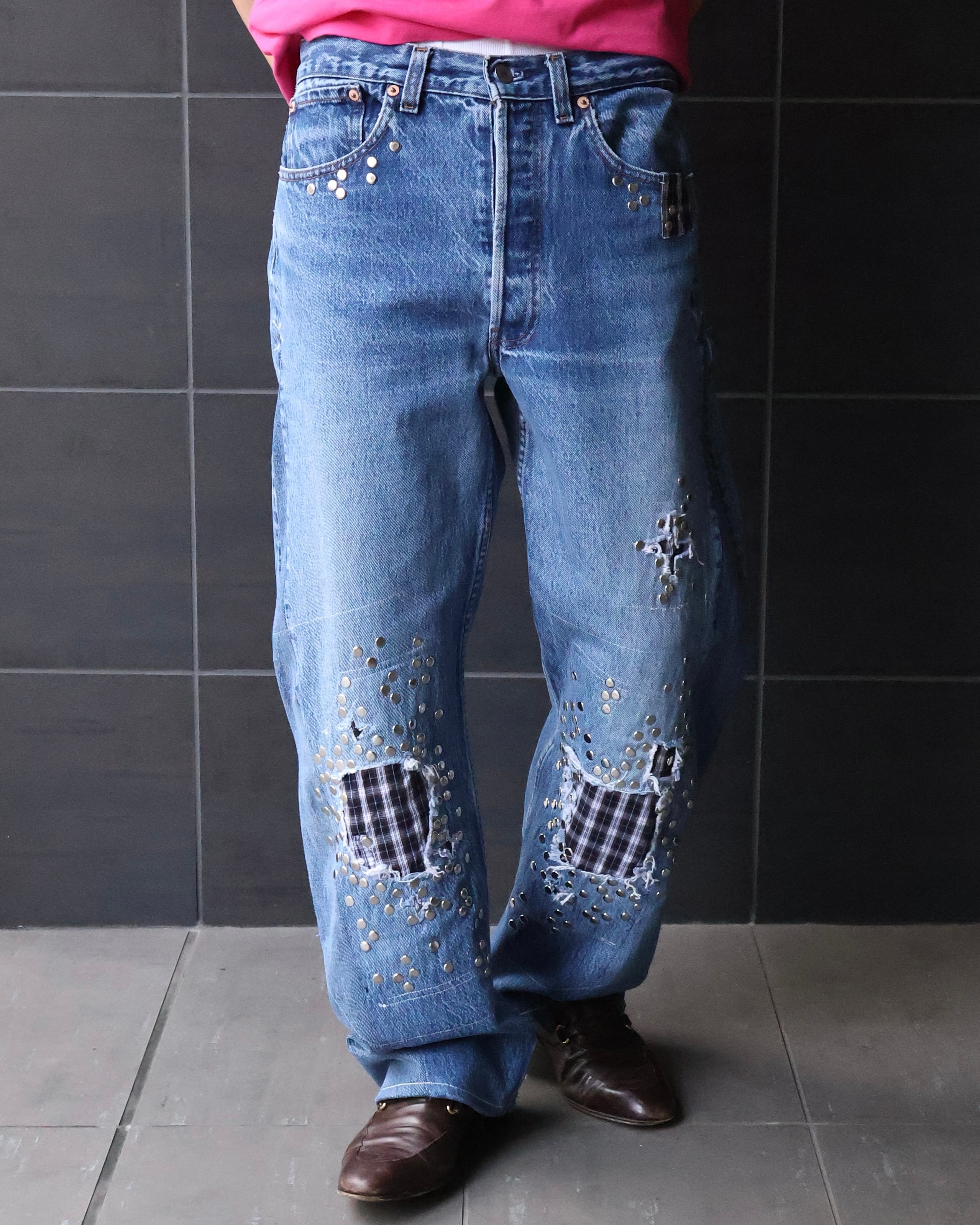 Hannah Creak】studded Jeans Wide Leg | blendmarket
