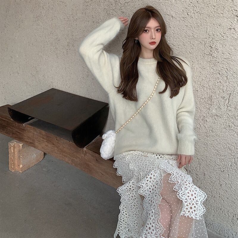 レースメッシュスカート レディースオータムウィンターホワイトAラインハイウェストウェストスリム 秋物 冬物 ブラックストロベリース6610136386