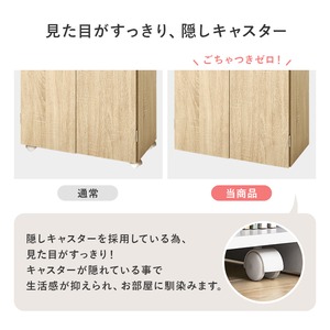 【組立式】ブックシェルフ 扉付本棚 キャスター 可動棚付き 文庫本約240冊収納可 コミックラック インテリア 2色展開 幅60cm