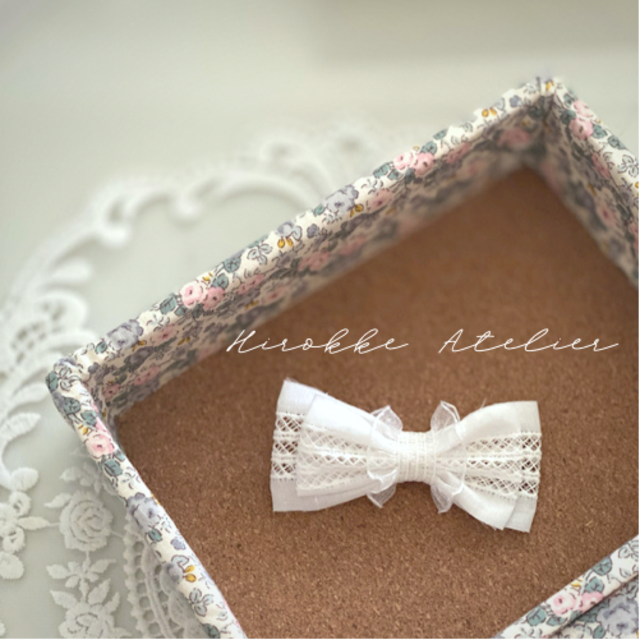 受注製作　White Cotton lace  barrette   送料込み 【hirokke made】