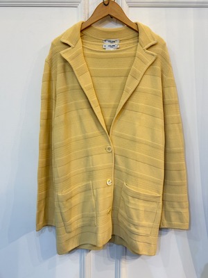 CELINE / vintage yellow border knit ensemble. (O)