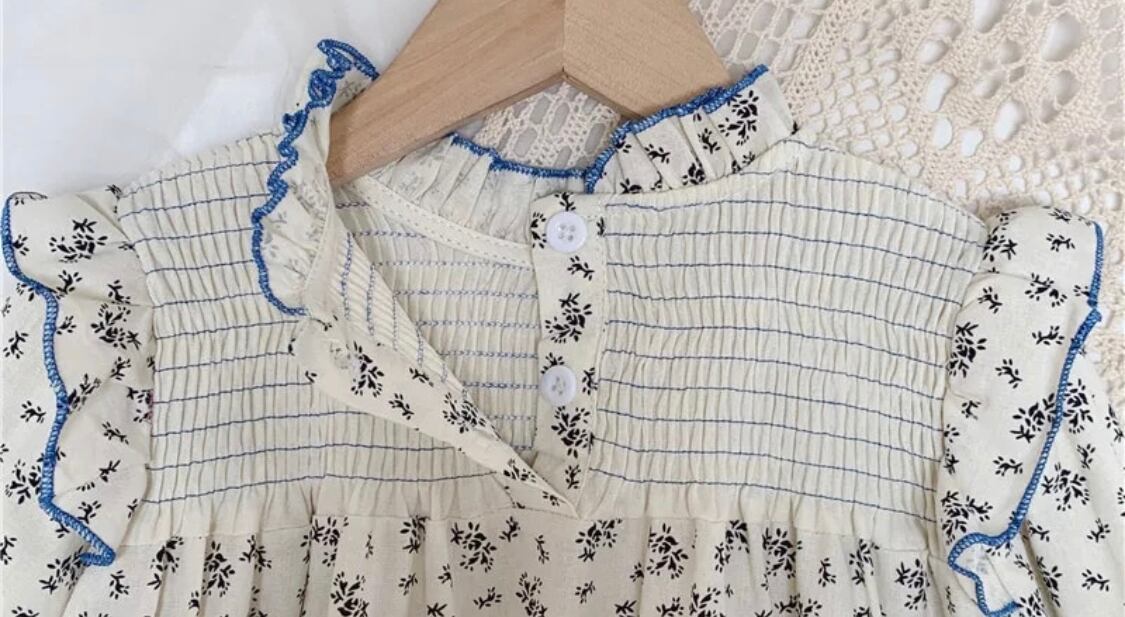 リブレースフラワーブラウス》》》》》子供服 キッズ 海外子供服 プチプラ 女の子 春夏 ガール ホワイト トップス