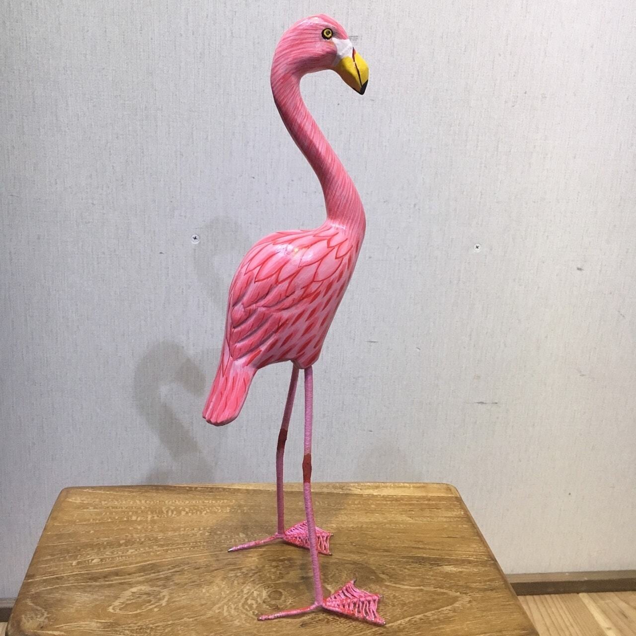 木製フラミンゴ 36cm 鳥のオブジェ インテリア バリ雑貨 アジアン雑貨