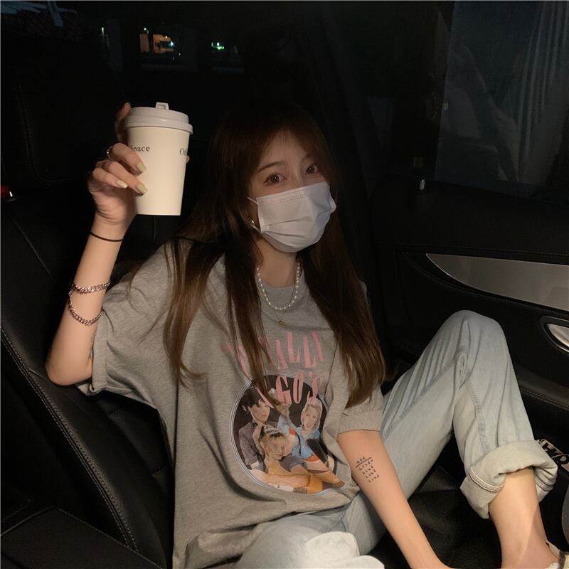 スタイルプリントTシャツ サマールーズカジュアルトップス 大人ガーリー スウィート キュート かわいい 夏物 ブラックストロベリース70761538976