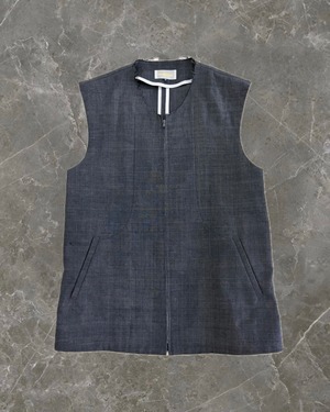 "UNDERCOVER 98SS" neck cut off zip vest