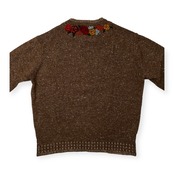 Karl Helmut カールヘルム 花柄刺繍 アルパカ混 ネップ ウールニット セーター サイズ M /ブラウン/メンズ/ピンクハウス
