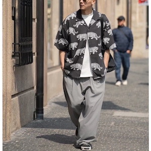 Pleated wide tapered pants 1467