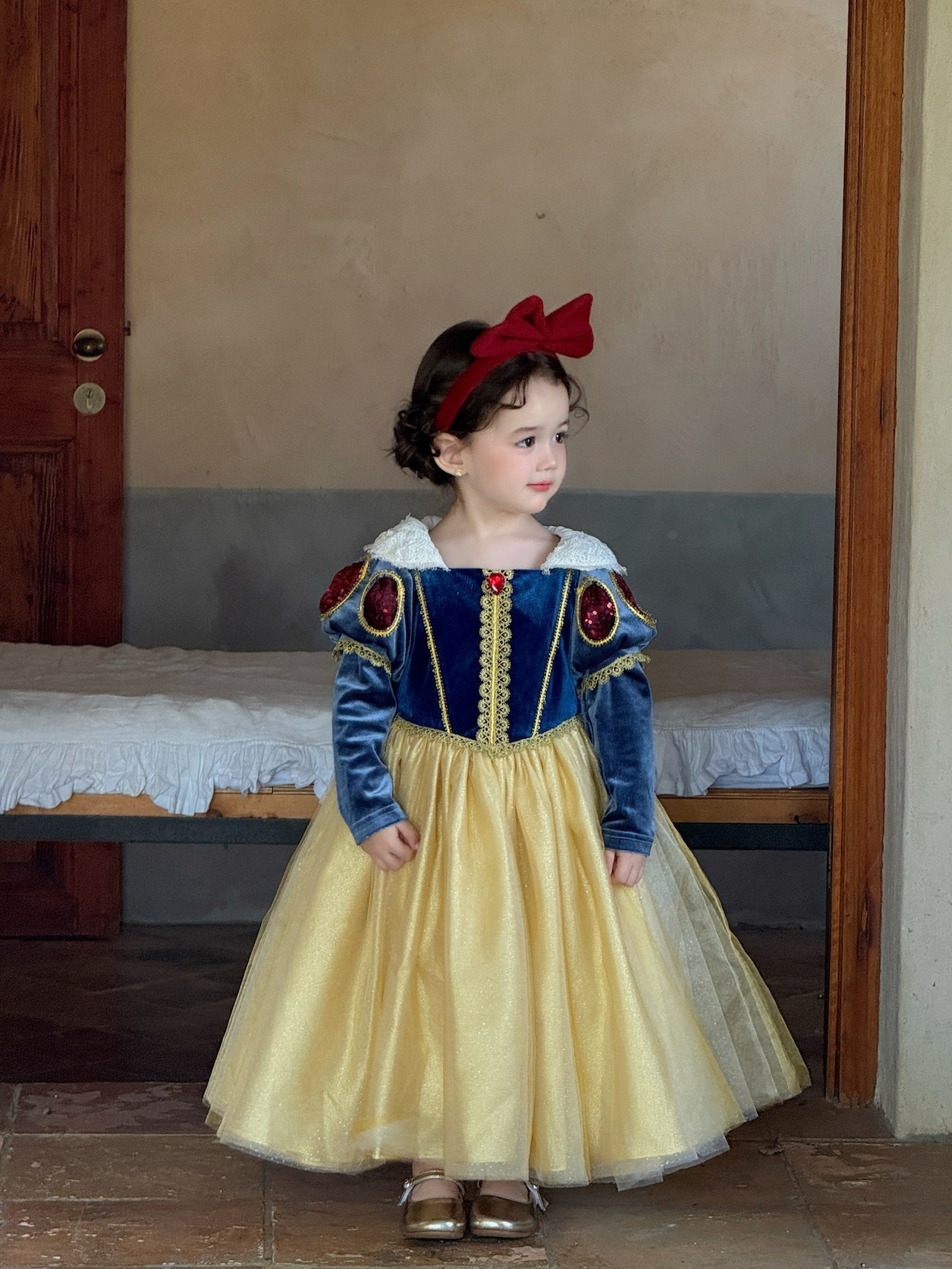 クーポンで 11,500円→9,482円【取り寄せ】白雪姫風シンプル長袖プリンセスドレス