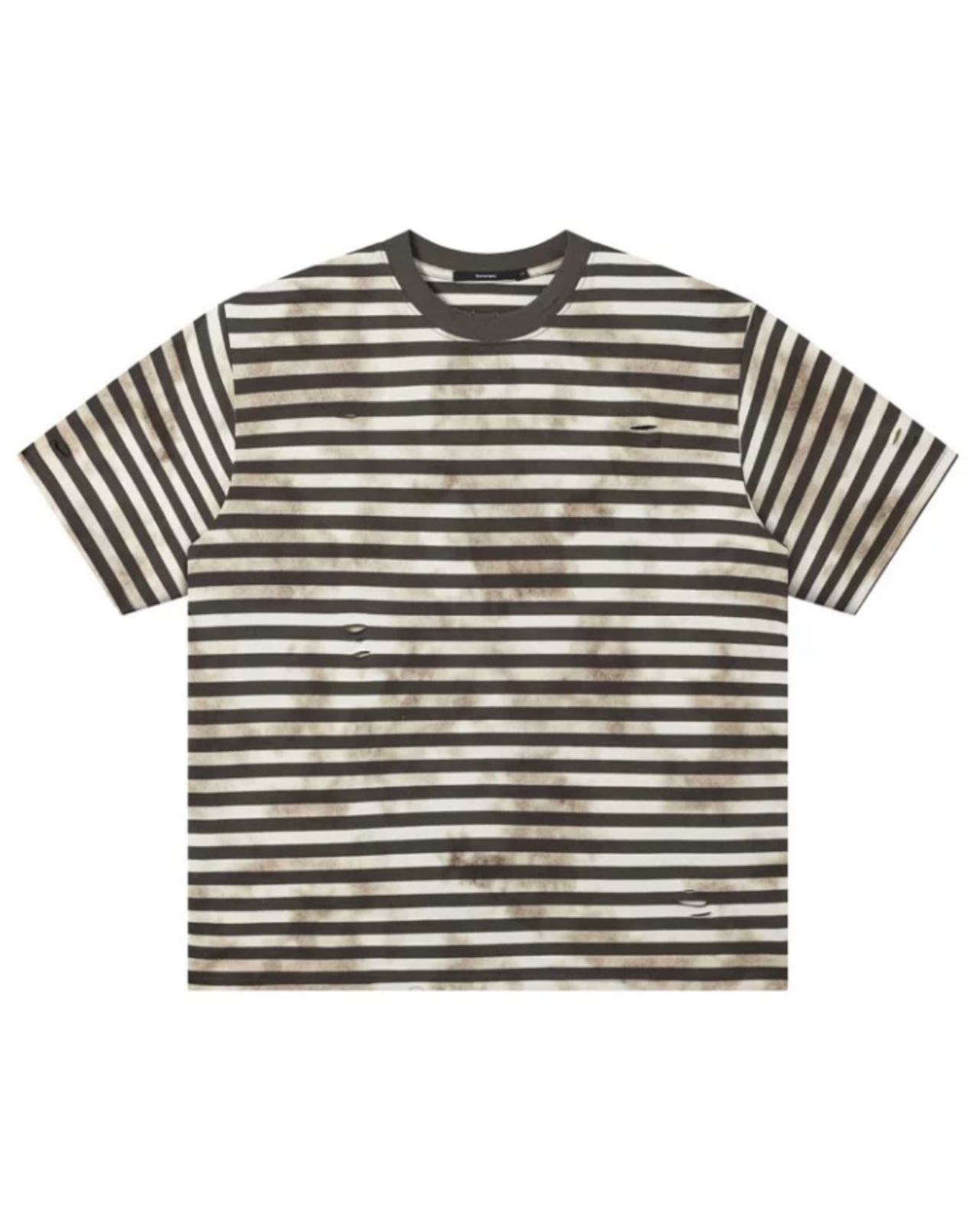 ダメージ加工ボーダー柄半袖Tシャツ S0588