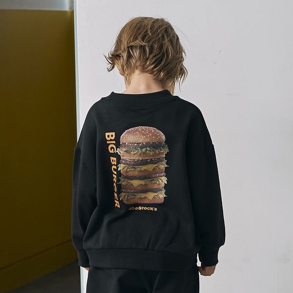 Boostock Big Burger Sweatshirt【110-160cm】Black