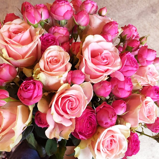 ピンクのバラの花束 ピンクローズブーケギフト Lサイズ 到着指定日5日前受付 Noonflos Flower Shop Floral Design