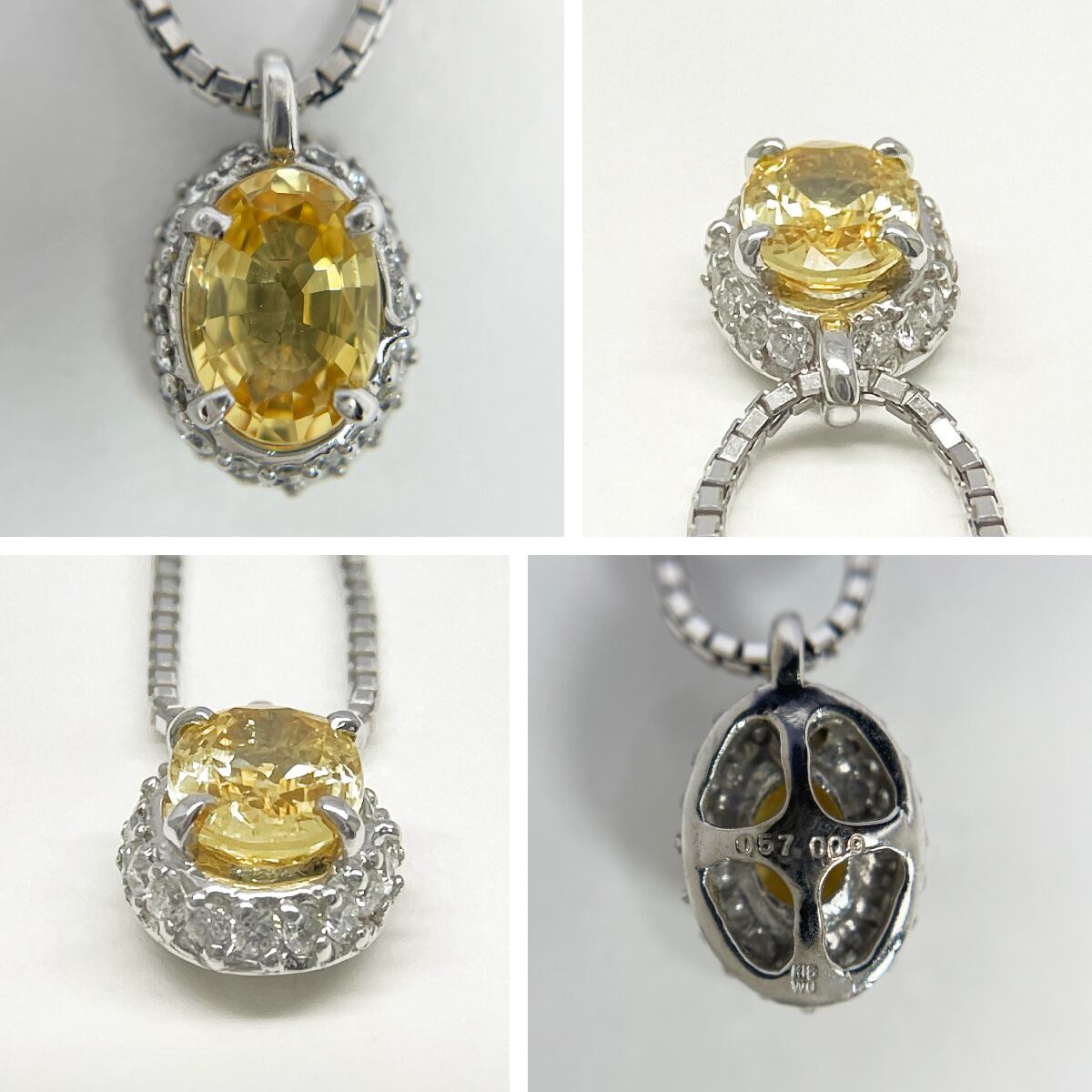 K18wg 天然イエローサファイア 0.57ct タイヤ 0.09ctネックレス  