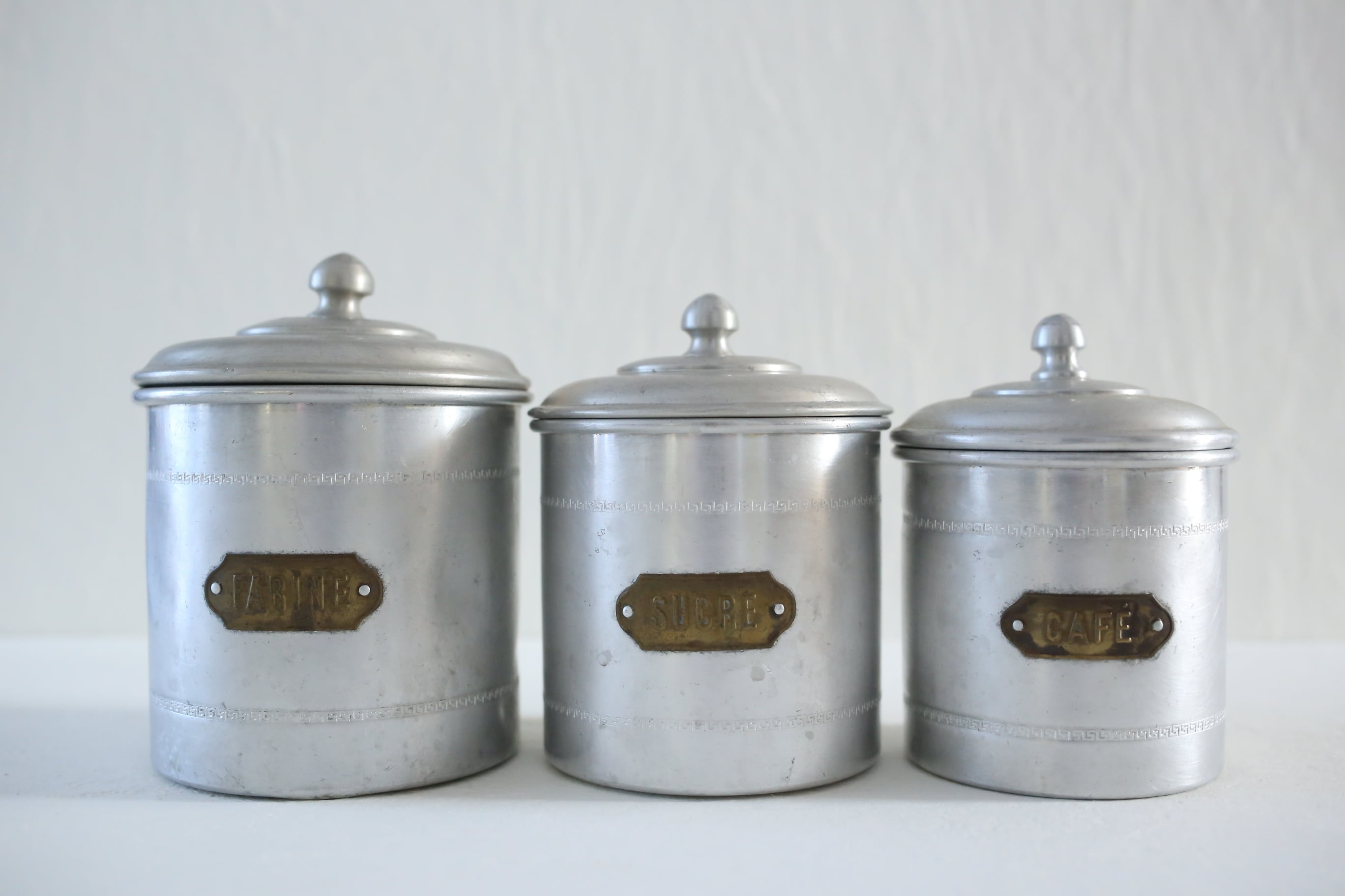 フランス アンティーク ヴィンテージ アルミ製 キャニスター 「 FARINE