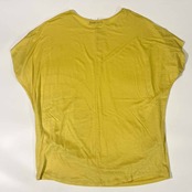 新品 タグ付き リネン混 CASTELBAJAC カステルバジャック フレンチスリーブ Tシャツ カットソー 42/イエロー レディース ゴルフ