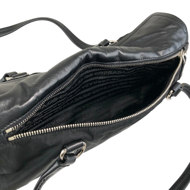 PRADA プラダ ハンドバッグ ブラック プッシュロック レザー vintage ヴィンテージ オールド pesttr