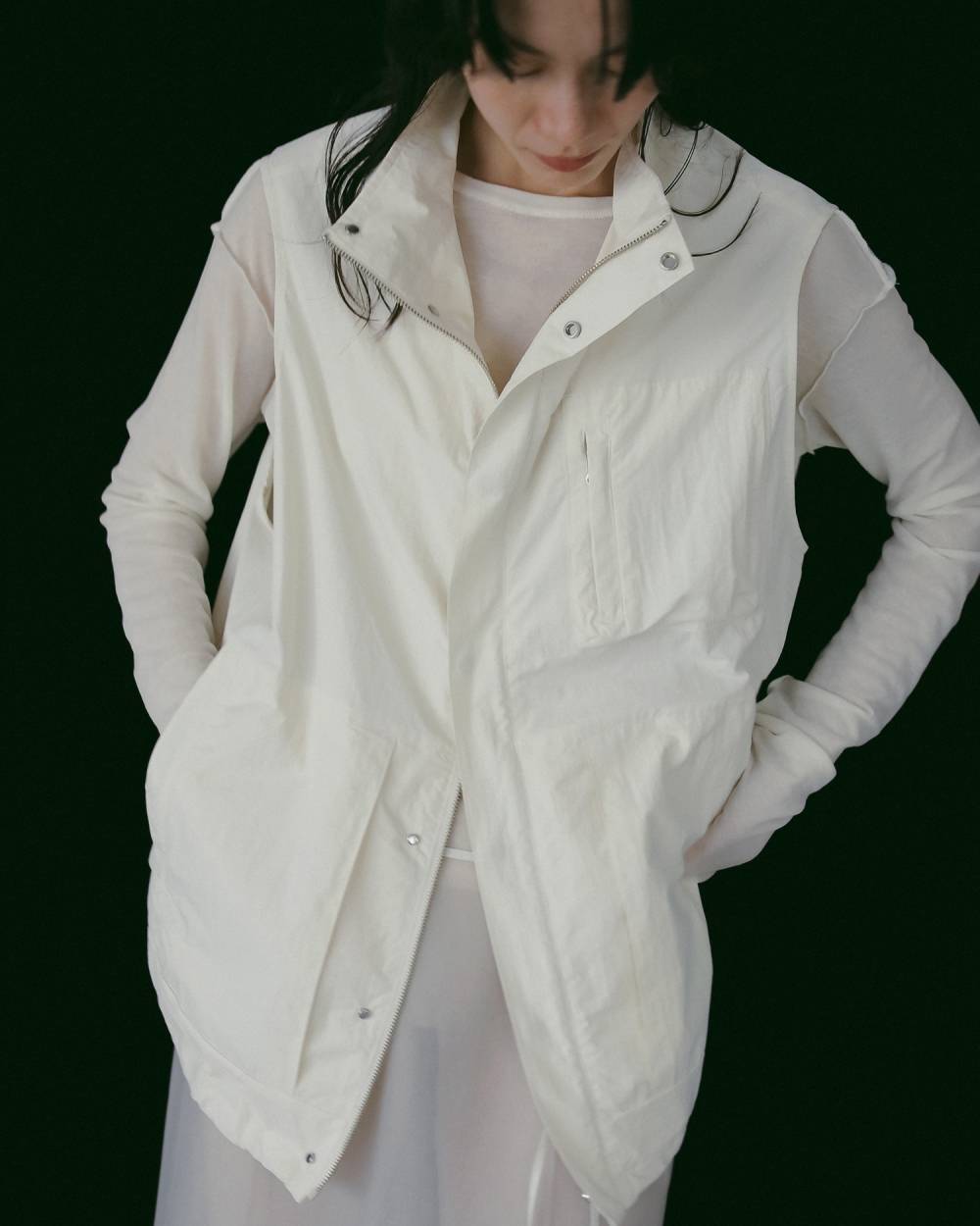anuke(アンヌーク) Standcollar Pocket Vest | サウスオレンジ｜メンズ