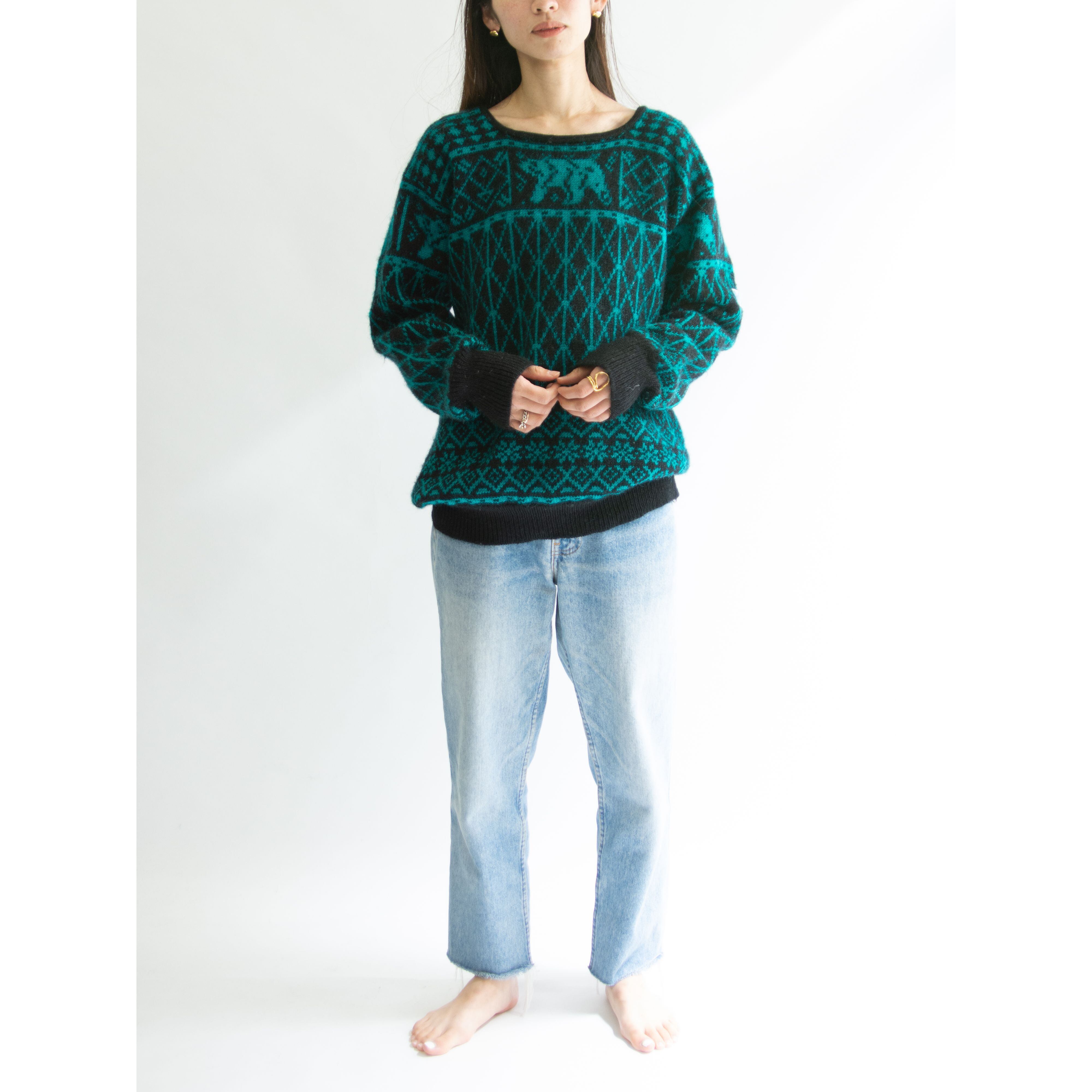 【DALE OF NORWAY】70's 100% wool Nordic sweater（ダーレオブノルウェー スクエアネックノルディックセーター プルオーバーニット）12c