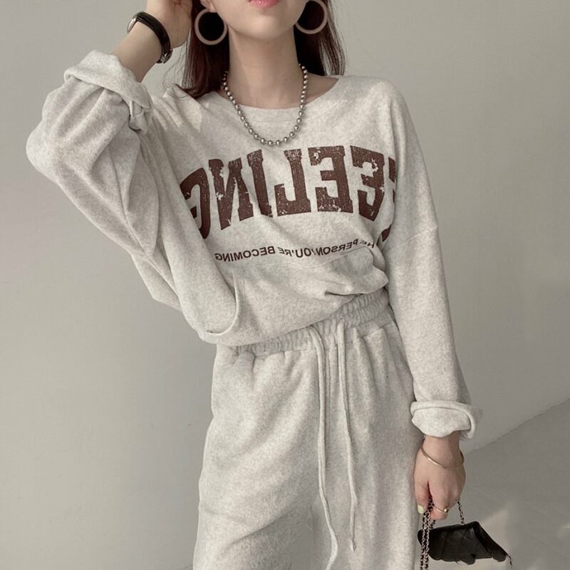 ロゴスウェットセットアップ セットアップ レディース 韓国 おしゃれ カジュアル 人気 秋 運動 大きいサイズ 可愛い かわいい かっこいい カジュアル きれいめ 体型カバー 通販 部屋着 ママ ルームウェア 暖かい 大人 スウェット 長ズボン 長袖 冬 安い ゆったり 楽ちん