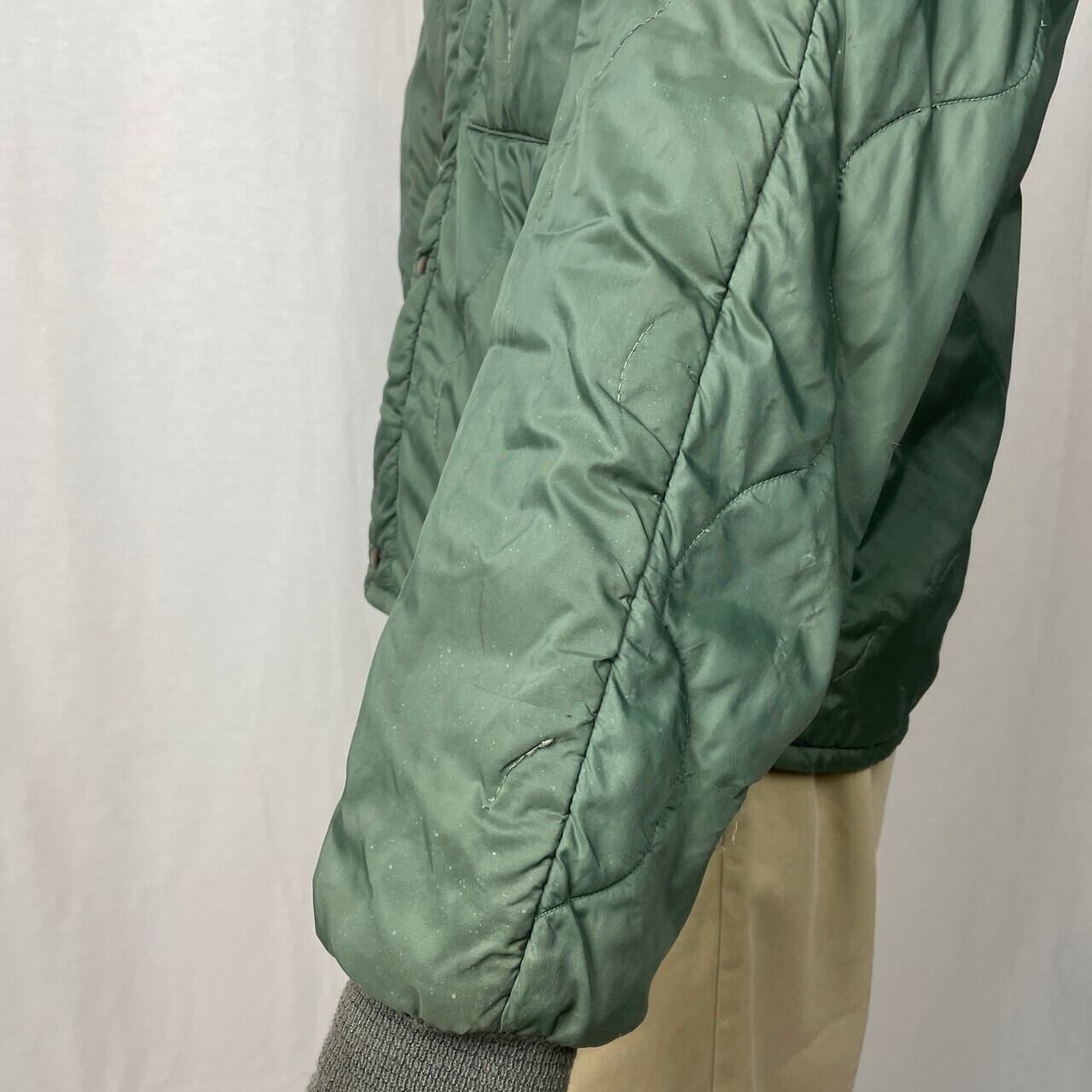 古着 ミリタリー ジャケット メンズ 80年代 80s 緑 内側キルティングXL