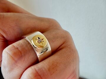 仁尾彫金『コピアポア、ゴールド楕円の印台リング』ハンドメイド183 