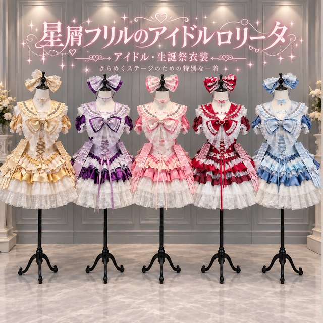 【現品発送】アイドル・生誕祭衣装 星屑フリルのアイドルロリータ アイドルグループ衣装｜フルセット