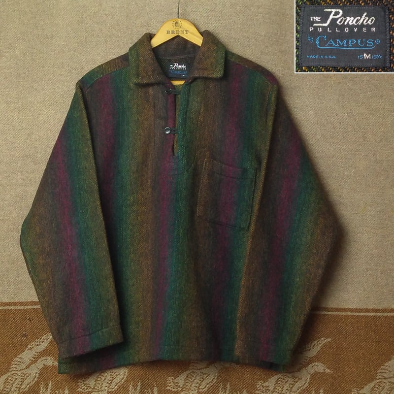 60s CAMPUS Shadow Stripe Wool Pullover Shirt （M） | Wonder Wear  ヴィンテージ古着ネットショップ powered by BASE