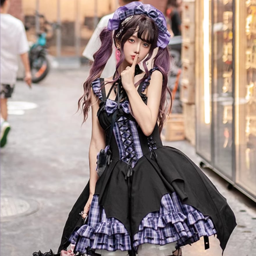 ゴスロリ ?梦オリジナル ラップスカート 巻きスカート プリーツ レトロ