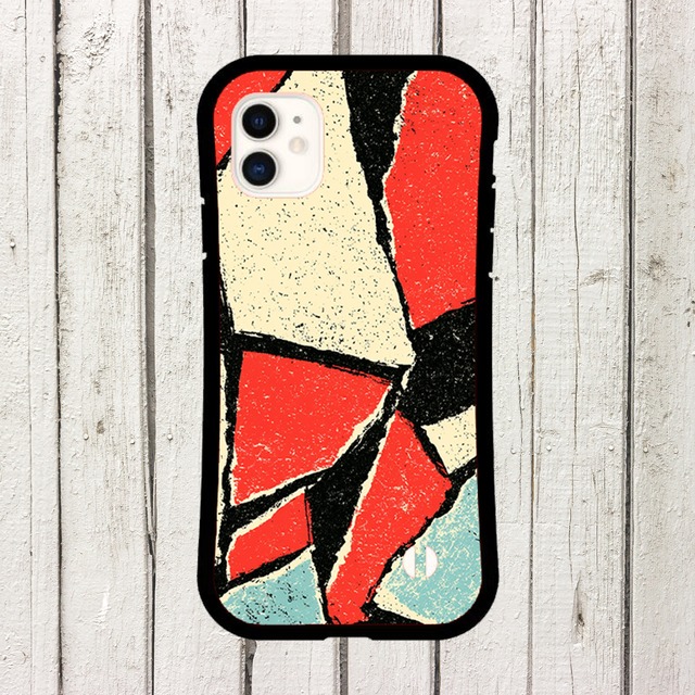 受注生産 iPhoneケース 赤黒の抽象紙片コラージュ｜ZINEコラージュ ZINE003D