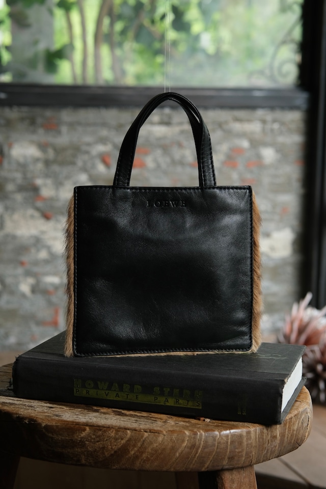 IORI/"LOEWE" 2face mini hand bag/leather × haircalf